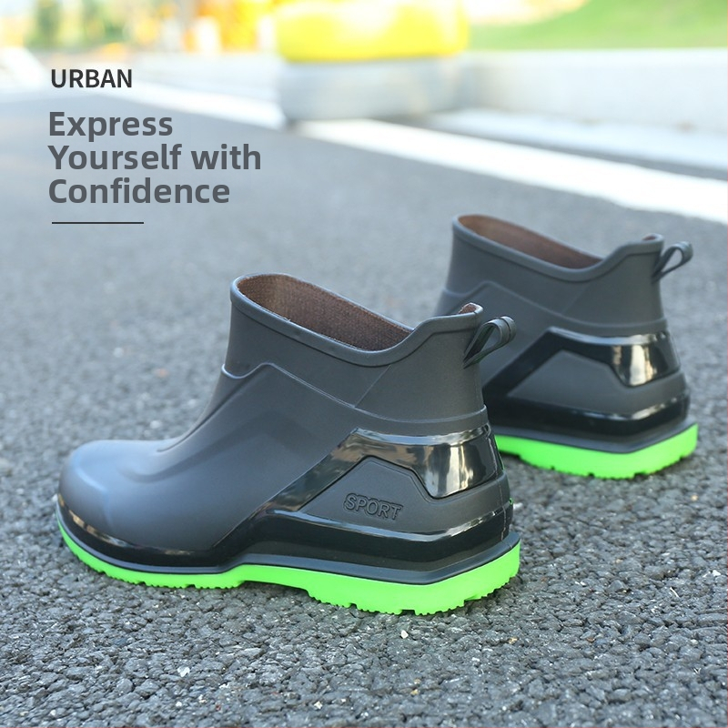 Британски гумени ботуши за мъжки къси тръбички, водоустойчиви, ежедневни гумени ботуши, плоски, леки кухненски, неплъзгащи се гумени обувки с дебело дъно, за работа