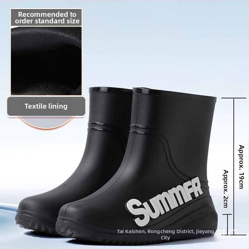 Ανδρικές μπότες βροχής 2024 νέα αδιάβροχα παπούτσια στο δωμάτιο του σωλήνα αντιολισθητικές μπότες βροχής καλοκαιρινά λαστιχένια παπούτσια ανδρών και γυναικών ελαφριά ανθεκτικά στη φθορά βροχερή μέρα