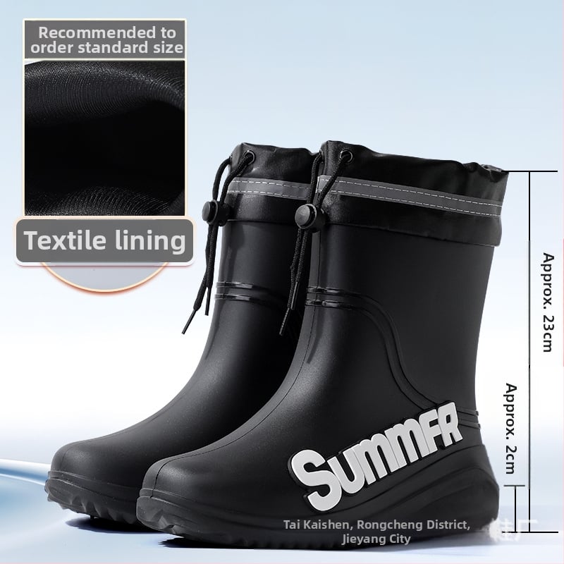 Ανδρικές μπότες βροχής 2024 νέα αδιάβροχα παπούτσια στο δωμάτιο του σωλήνα αντιολισθητικές μπότες βροχής καλοκαιρινά λαστιχένια παπούτσια ανδρών και γυναικών ελαφριά ανθεκτικά στη φθορά βροχερή μέρα