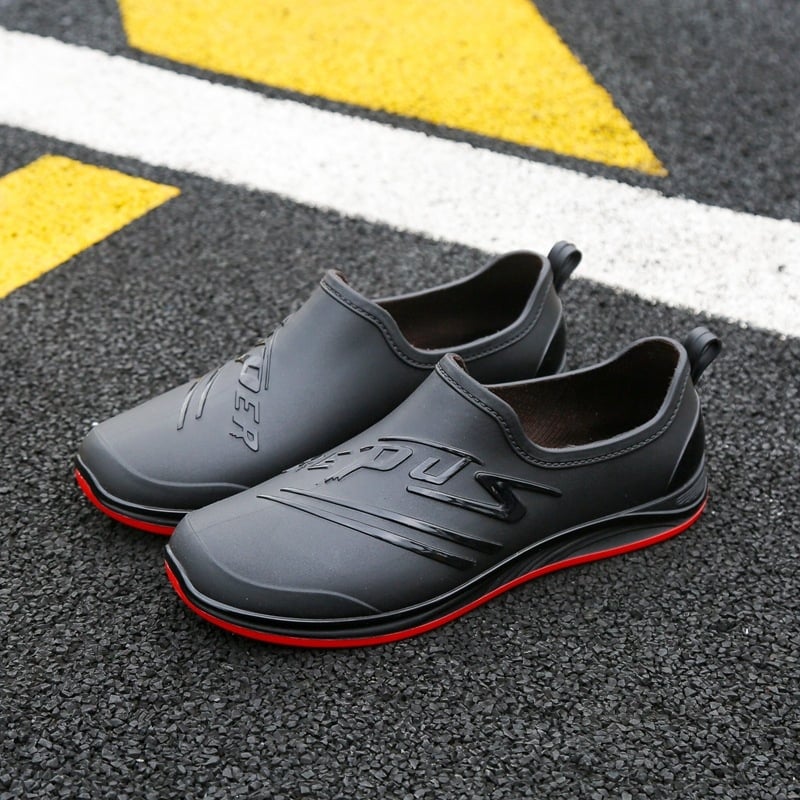 Ανδρικά παπούτσια νερού Cross-Border, νέες φλατ αντιολισθητικές μπότες βροχής, αδιάβροχες, ζεστές, μονόχρωμες, ανοιξιάτικες και φθινοπωρινές ανδρικές μπότες βροχής