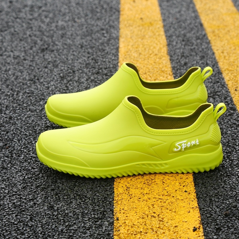 Ανδρικά παπούτσια νερού Cross-Border, νέες φλατ αντιολισθητικές μπότες βροχής, αδιάβροχες, ζεστές, μονόχρωμες, ανοιξιάτικες και φθινοπωρινές ανδρικές μπότες βροχής
