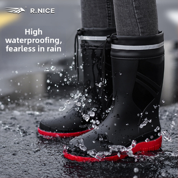 Νέες μπότες βροχής από καουτσούκ, αντιολισθητικές, μεσαίου μεγέθους, μοντέρνες μπότες νερού για υπαίθριες δραστηριότητες, πλύσιμο αυτοκινήτου, κουζίνα, σεφ, εργασία, αδιάβροχες, ανδρικές μπότες βροχής