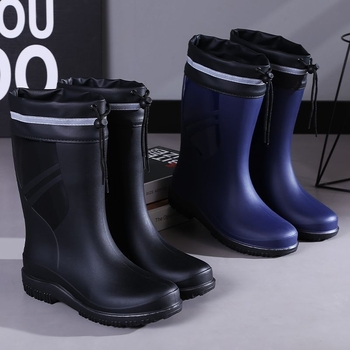 Νέες μπότες βροχής από καουτσούκ, αντιολισθητικές, μεσαίου μεγέθους, μοντέρνες μπότες νερού για υπαίθριες δραστηριότητες, πλύσιμο αυτοκινήτου, κουζίνα, σεφ, εργασία, αδιάβροχες, ανδρικές μπότες βροχής