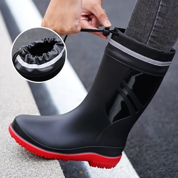 Νέες μπότες βροχής από καουτσούκ, αντιολισθητικές, μεσαίου μεγέθους, μοντέρνες μπότες νερού για υπαίθριες δραστηριότητες, πλύσιμο αυτοκινήτου, κουζίνα, σεφ, εργασία, αδιάβροχες, ανδρικές μπότες βροχής