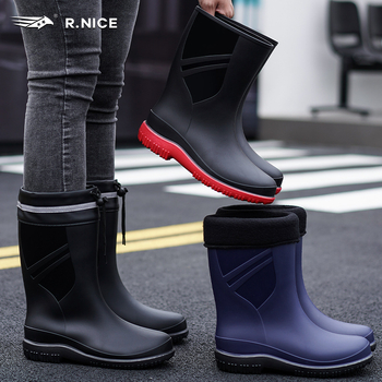 Νέες μπότες βροχής από καουτσούκ, αντιολισθητικές, μεσαίου μεγέθους, μοντέρνες μπότες νερού για υπαίθριες δραστηριότητες, πλύσιμο αυτοκινήτου, κουζίνα, σεφ, εργασία, αδιάβροχες, ανδρικές μπότες βροχής
