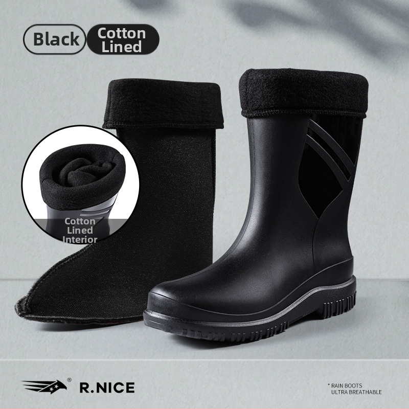 Νέες μπότες βροχής από καουτσούκ, αντιολισθητικές, μεσαίου μεγέθους, μοντέρνες μπότες νερού για υπαίθριες δραστηριότητες, πλύσιμο αυτοκινήτου, κουζίνα, σεφ, εργασία, αδιάβροχες, ανδρικές μπότες βροχής