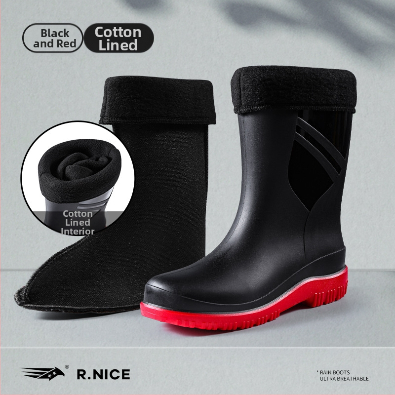 Νέες μπότες βροχής από καουτσούκ, αντιολισθητικές, μεσαίου μεγέθους, μοντέρνες μπότες νερού για υπαίθριες δραστηριότητες, πλύσιμο αυτοκινήτου, κουζίνα, σεφ, εργασία, αδιάβροχες, ανδρικές μπότες βροχής