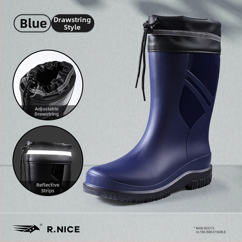 Νέες μπότες βροχής από καουτσούκ, αντιολισθητικές, μεσαίου μεγέθους, μοντέρνες μπότες νερού για υπαίθριες δραστηριότητες, πλύσιμο αυτοκινήτου, κουζίνα, σεφ, εργασία, αδιάβροχες, ανδρικές μπότες βροχής