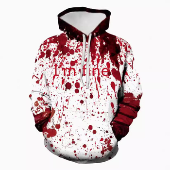 2024 Трансгранична модна марка Череп Личност Модел 3D Дигитален печат Качулка с качулка с качулка без джоб