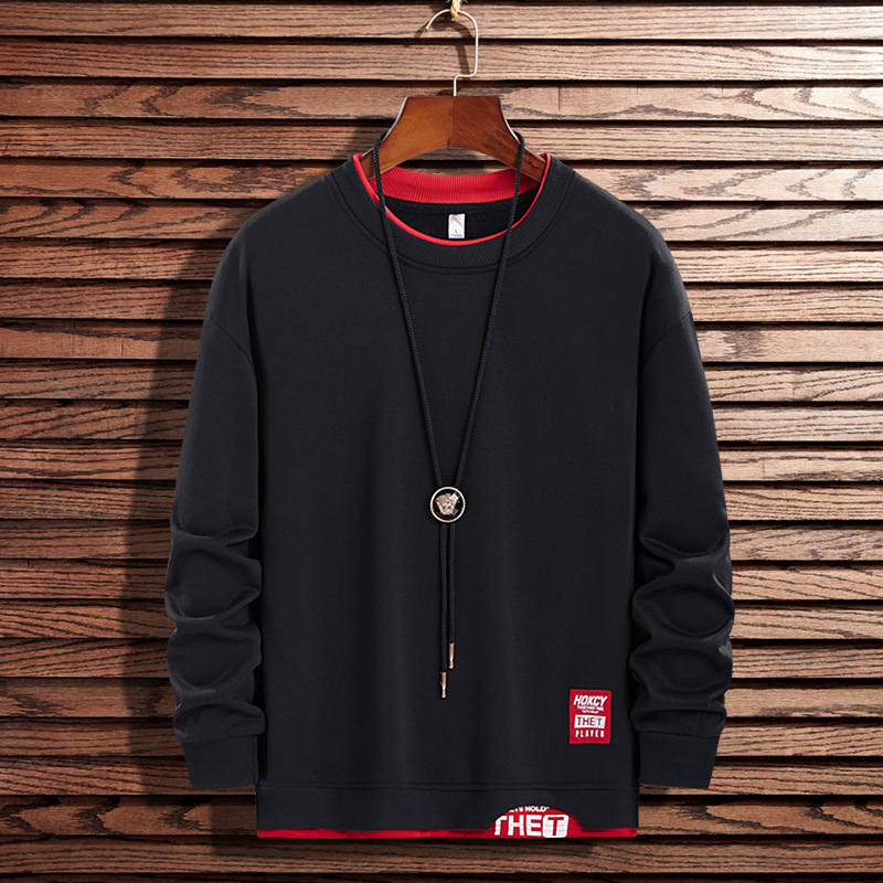 Japán stílusú, kerek nyakú, műbőr kétrészes férfi pulóver, 2025 tavaszi és őszi új, túlméretezett, hosszú ujjú, bő, divatos, márkás alaping