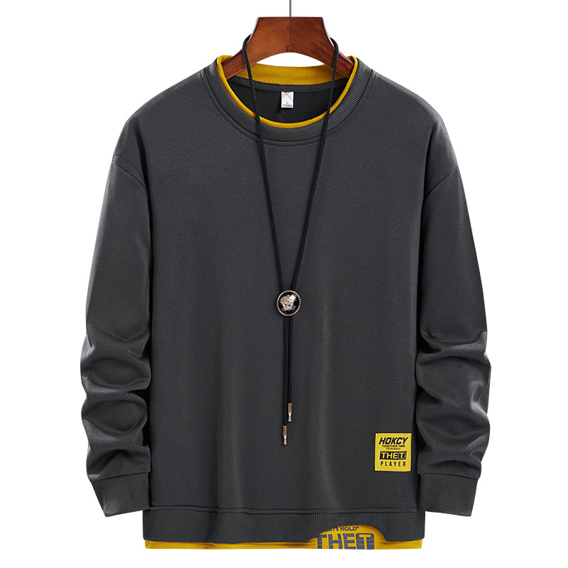 Japán stílusú, kerek nyakú, műbőr kétrészes férfi pulóver, 2025 tavaszi és őszi új, túlméretezett, hosszú ujjú, bő, divatos, márkás alaping