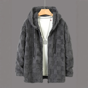 Трансграничен европейски и американски зимен мъжки нов удебелен суитшърт с качулка с полар, модерен ежедневен топ с цип за двойки