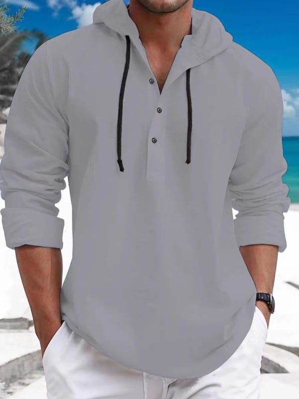 Prekogranična europska i američka muška ležerna majica s kapuljačom, jednobojna, dugih rukava, moderna modna jakna, svestrana muška košulja