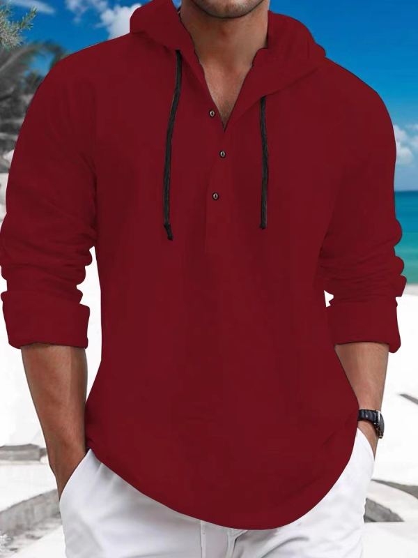 Prekogranična europska i američka muška ležerna majica s kapuljačom, jednobojna, dugih rukava, moderna modna jakna, svestrana muška košulja