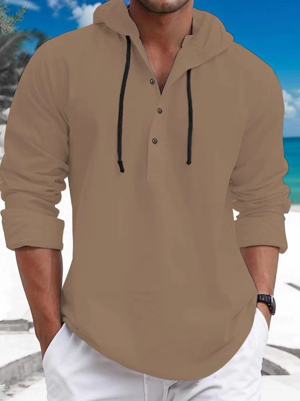 Prekogranična europska i američka muška ležerna majica s kapuljačom, jednobojna, dugih rukava, moderna modna jakna, svestrana muška košulja