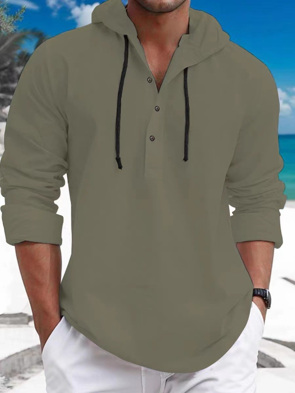 Prekogranična europska i američka muška ležerna majica s kapuljačom, jednobojna, dugih rukava, moderna modna jakna, svestrana muška košulja