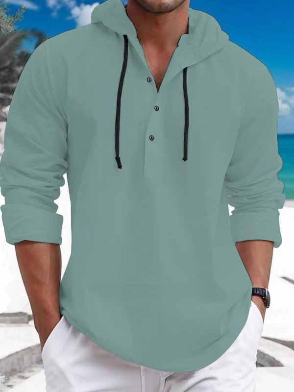 Prekogranična europska i američka muška ležerna majica s kapuljačom, jednobojna, dugih rukava, moderna modna jakna, svestrana muška košulja