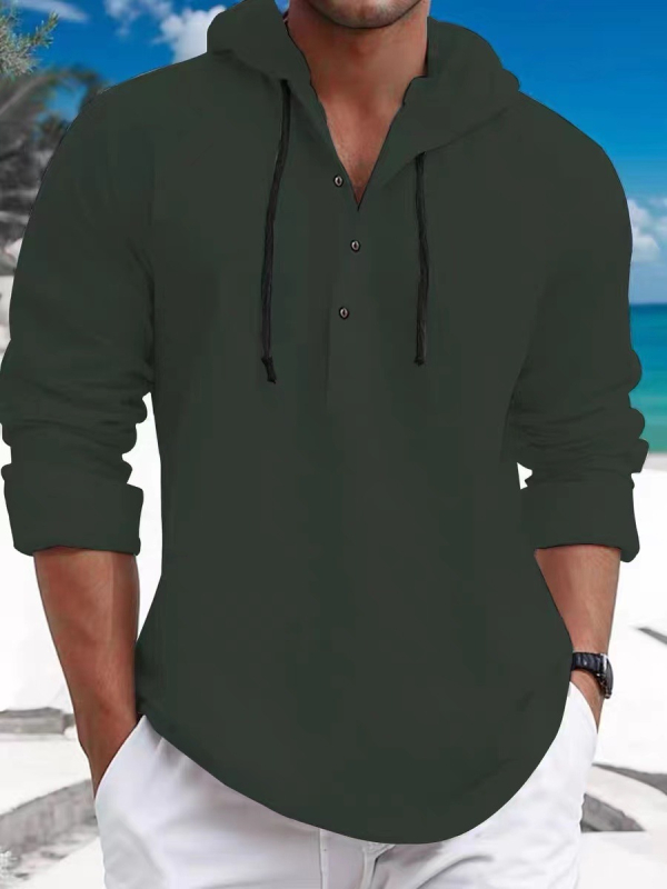 Prekogranična europska i američka muška ležerna majica s kapuljačom, jednobojna, dugih rukava, moderna modna jakna, svestrana muška košulja