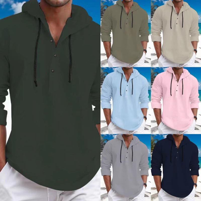 Prekogranična europska i američka muška ležerna majica s kapuljačom, jednobojna, dugih rukava, moderna modna jakna, svestrana muška košulja