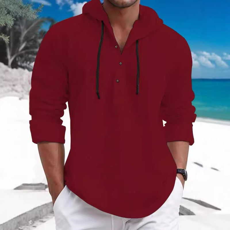 Prekogranična europska i američka muška ležerna majica s kapuljačom, jednobojna, dugih rukava, moderna modna jakna, svestrana muška košulja