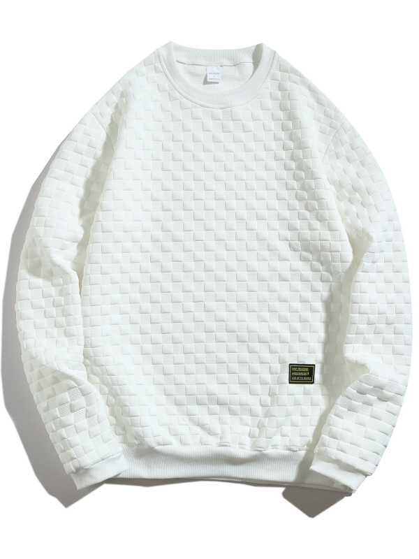 Muška trenirka 2024. prekogranična Amazon jesen/zima novi teški karirani široki ležeran pulover s okruglim ovratnikom