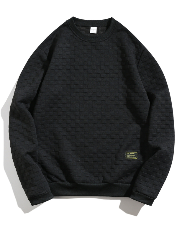 Muška trenirka 2024. prekogranična Amazon jesen/zima novi teški karirani široki ležeran pulover s okruglim ovratnikom