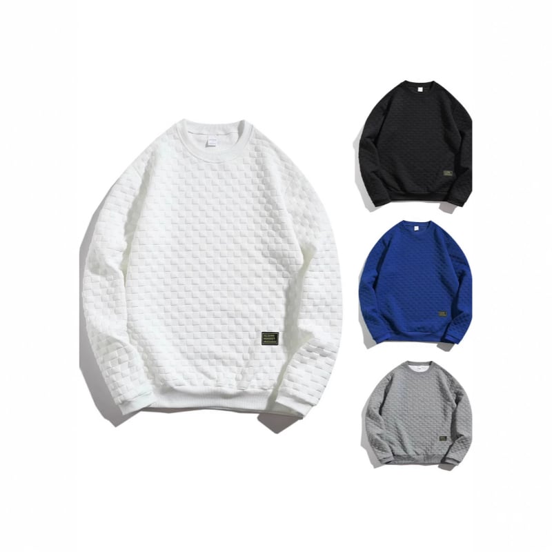 Muška trenirka 2024. prekogranična Amazon jesen/zima novi teški karirani široki ležeran pulover s okruglim ovratnikom