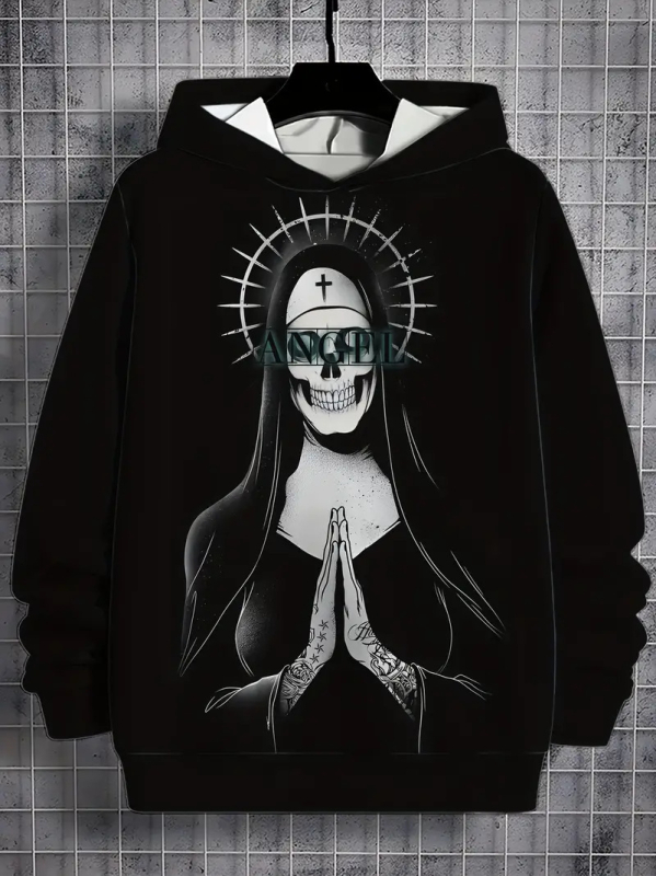 2025 Нов пролетен и есенен пуловер с качулка, серия 3D дигитален печат за мъже, ежедневен пуловер с качулка