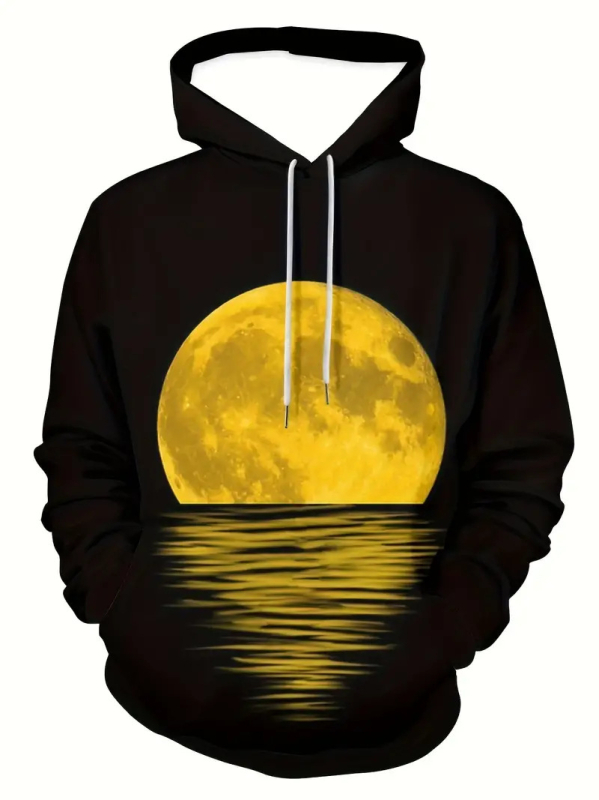 2025 Нов пролетен и есенен пуловер с качулка, серия 3D дигитален печат за мъже, ежедневен пуловер с качулка