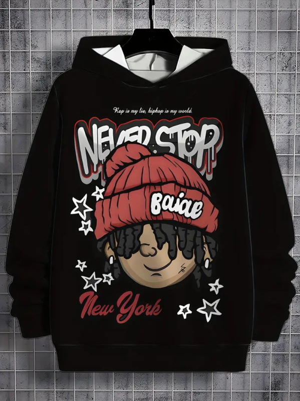 2025 Нов пролетен и есенен пуловер с качулка, серия 3D дигитален печат за мъже, ежедневен пуловер с качулка