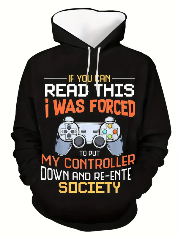 2025 Нов пролетен и есенен пуловер с качулка, серия 3D дигитален печат за мъже, ежедневен пуловер с качулка