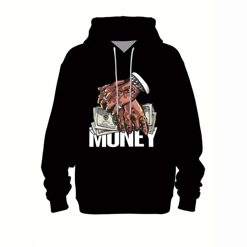 2025 Нов пролетен и есенен пуловер с качулка, серия 3D дигитален печат за мъже, ежедневен пуловер с качулка