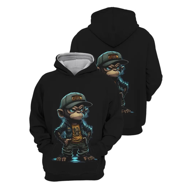 2025 Нов пролетен и есенен пуловер с качулка, серия 3D дигитален печат за мъже, ежедневен пуловер с качулка