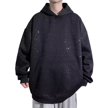 Есенни и зимни K-стил модерни маркови суитчъри за мъже, модерни кадифени суитчъри за мъже, свободни ежедневни суитчъри с качулка Baby\'s Breath за мъже