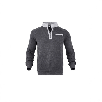 Мъжки спортен топъл ежедневен пуловер с полар, подплата, с яка, подплата, с яка, полуцип, през есента и зимата 2024 г.