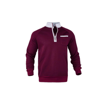 Мъжки спортен топъл ежедневен пуловер с полар, подплата, с яка, подплата, с яка, полуцип, през есента и зимата 2024 г.