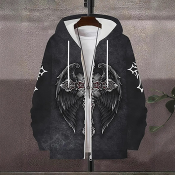 Трансграничен мрежест нов кардиган пуловер 3D дигитален печат моден печат ежедневен цип уличен суичър за мъже