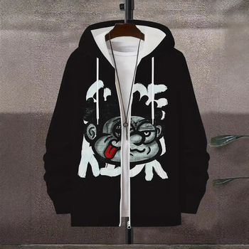 Трансграничен мрежест нов кардиган пуловер 3D дигитален печат моден печат ежедневен цип уличен суичър за мъже