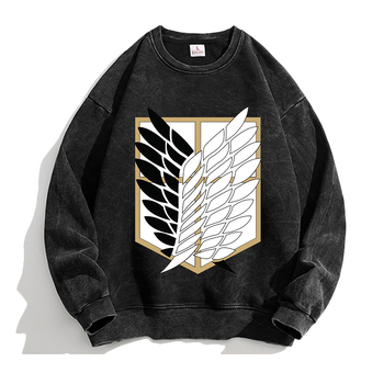 Атака гигантски аниме Lewell Allen Freedom Wing периферен пуловер с кръгло деколте за мъже и жени с дълъг ръкав свободен