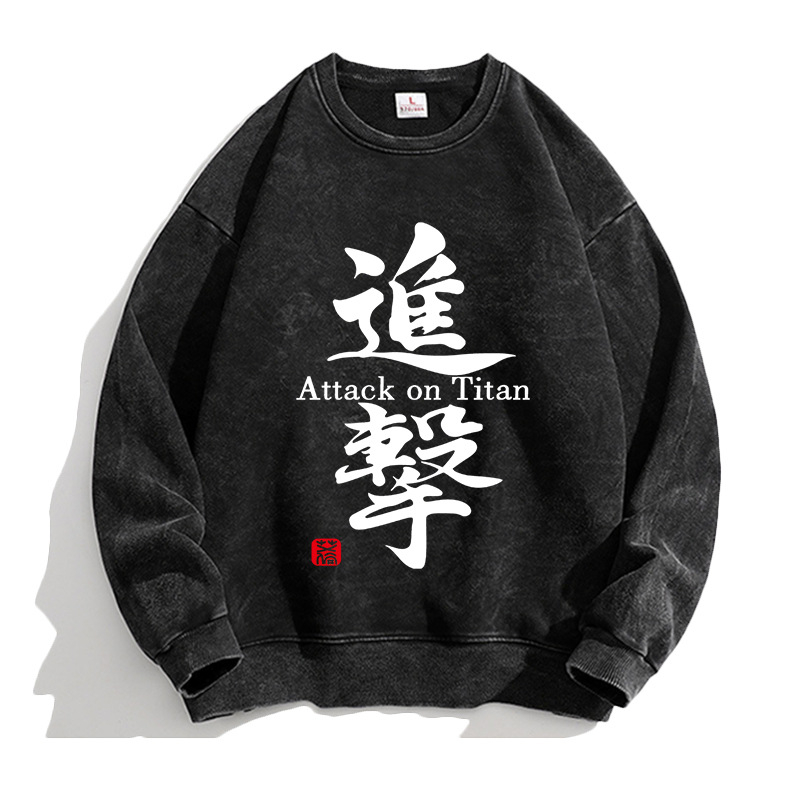Attack Giant anime Lewell Allen Freedom Wing pulover cu guler rotund periferic pentru bărbați și femei, cămașă cu mânecă lungă, lejeră