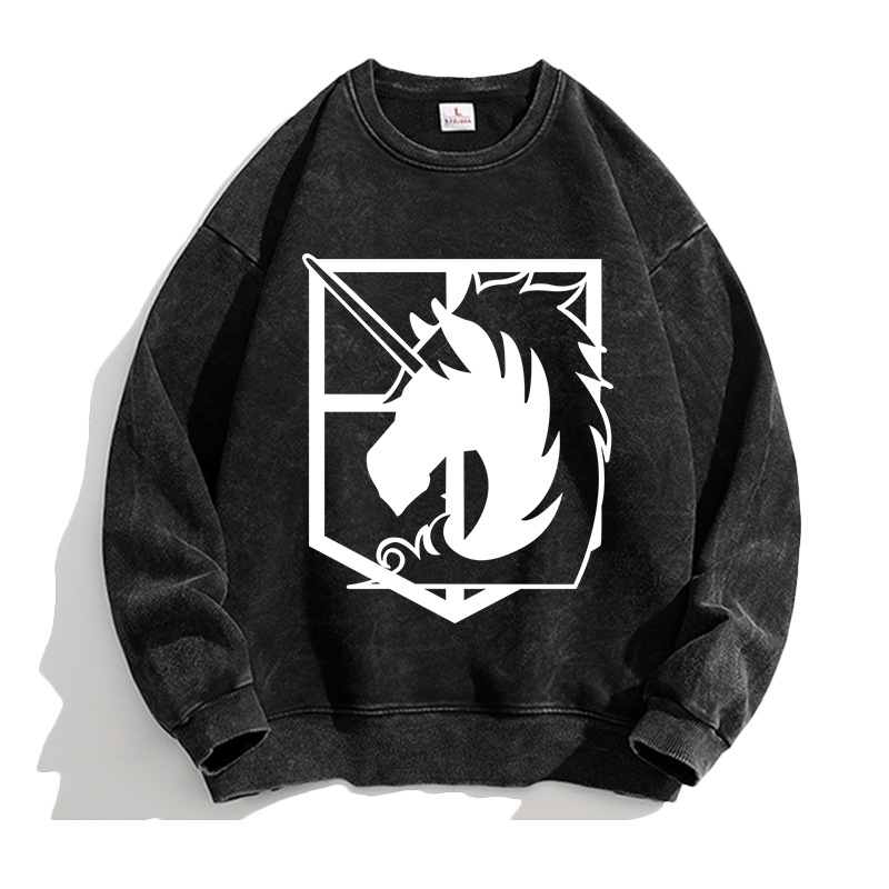 Attack Giant anime Lewell Allen Freedom Wing pulover cu guler rotund periferic pentru bărbați și femei, cămașă cu mânecă lungă, lejeră