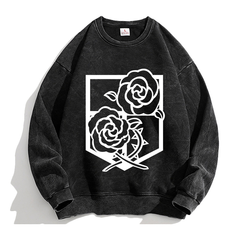 Attack Giant anime Lewell Allen Freedom Wing pulover cu guler rotund periferic pentru bărbați și femei, cămașă cu mânecă lungă, lejeră