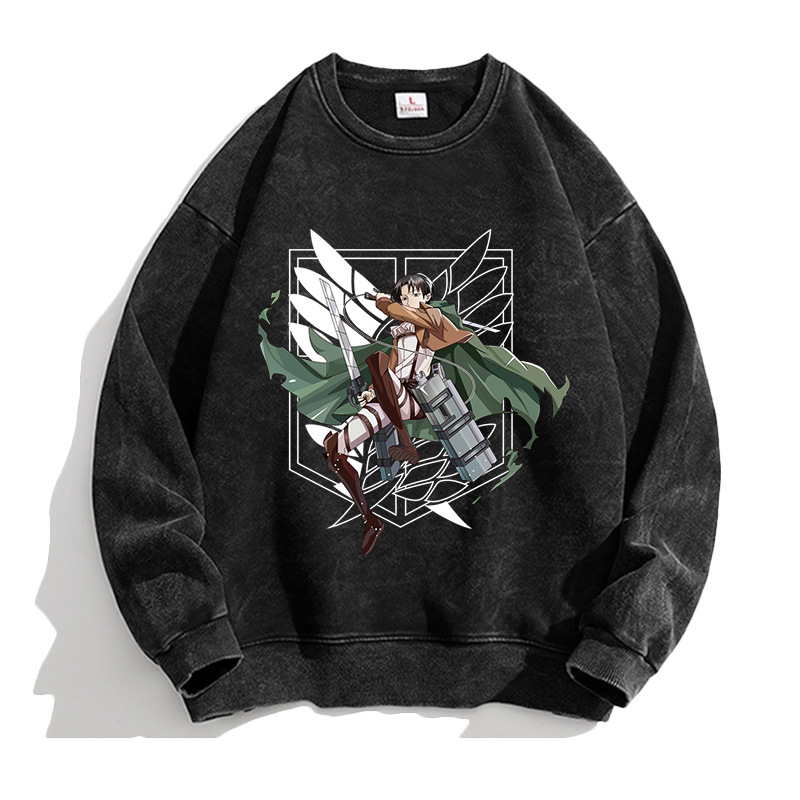Attack Giant anime Lewell Allen Freedom Wing pulover cu guler rotund periferic pentru bărbați și femei, cămașă cu mânecă lungă, lejeră