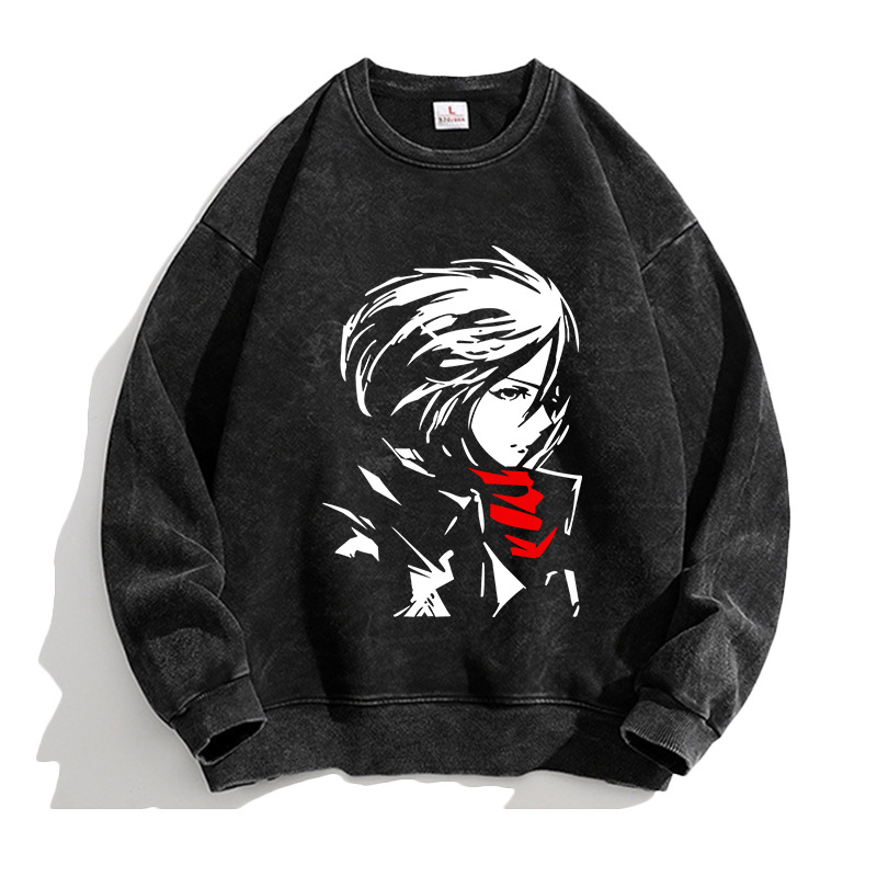 Attack Giant anime Lewell Allen Freedom Wing pulover cu guler rotund periferic pentru bărbați și femei, cămașă cu mânecă lungă, lejeră