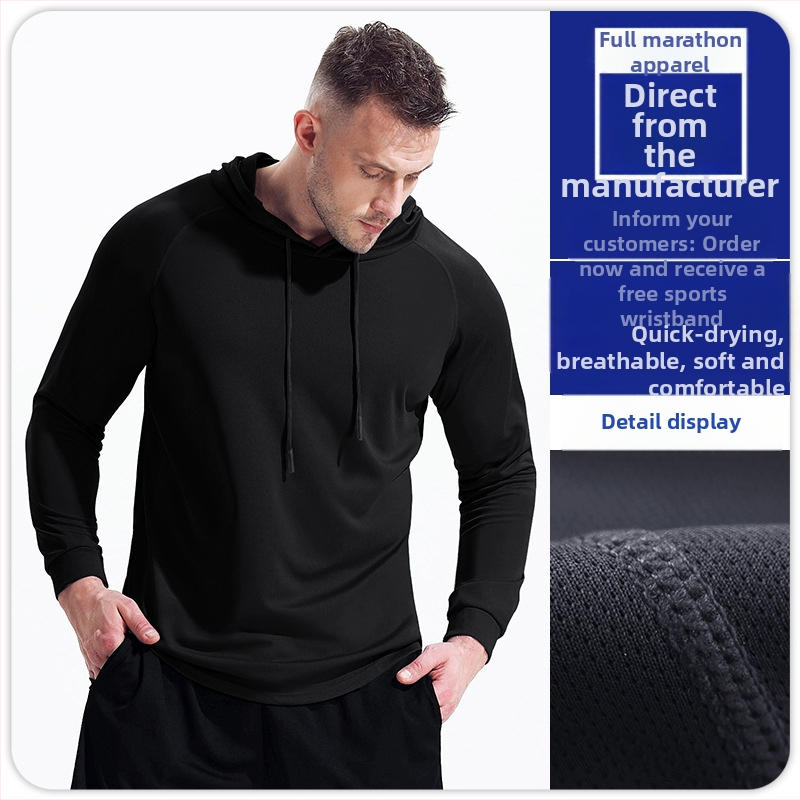 Meeste sügis- ja talvekapuutsiga pikkade varrukatega spordirõivaste kiire kuivamise ja hingava korvpallijooksu maratonijooksu dressipluus