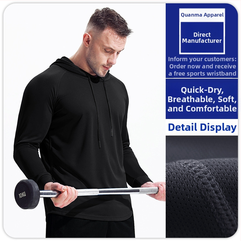Мъжки есенно-зимен спортен суитшърт с качулка и дълъг ръкав, бързосъхнещ, дишащ, за баскетбол, бягане, маратон, фитнес и тренировъчен суитшърт