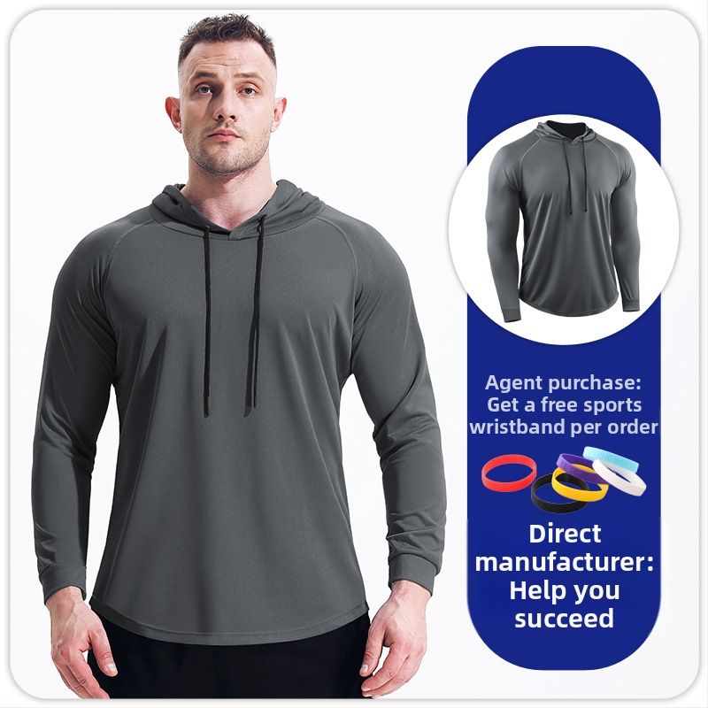 Meeste sügis- ja talvekapuutsiga pikkade varrukatega spordirõivaste kiire kuivamise ja hingava korvpallijooksu maratonijooksu dressipluus