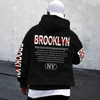 Европейски и американски хип-хоп пуловер с щампа, европейски и американски моден уличен пуловер, пролетен и есенен мъжки и дамски топ с дълъг ръкав и качулка