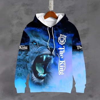 Európa a Spojené štáty americké cezhraničná nová jarná a jesenná pánska mikina s 3D digitálnou tlačou, potlačou leva, tigra a vlka, voľný sveter