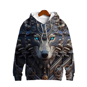 Европа и Съединените щати трансграничен нов пролетен и есенен мъжки суичър с 3D дигитален печат с лъв, тигър, вълк и щатски принт.